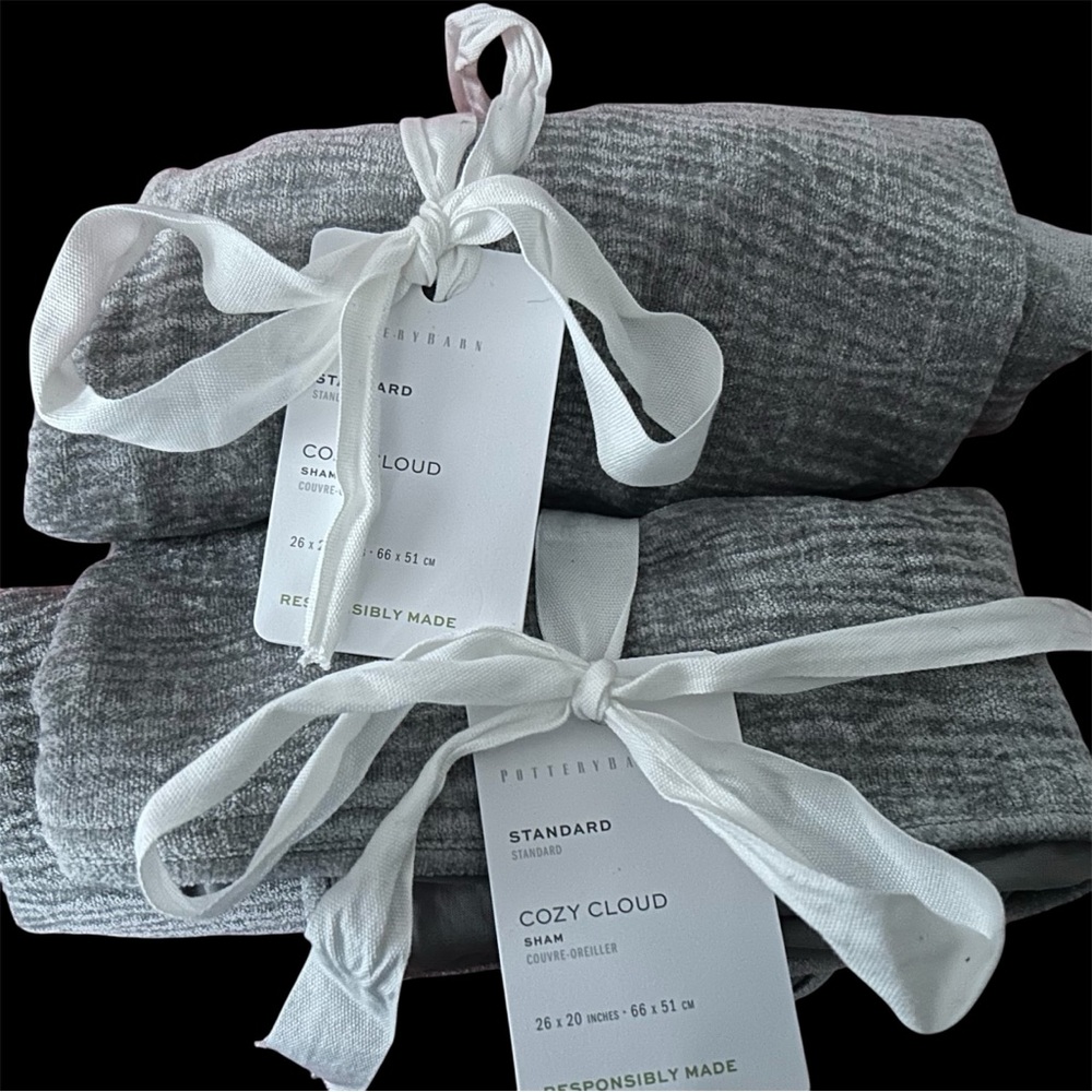 Two Brand New Pottery Barn Cozy Cloud Gray Pillow Shams